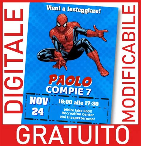 Gratuito Invito Spider Man Uomo Ragno Modificabile Digitale