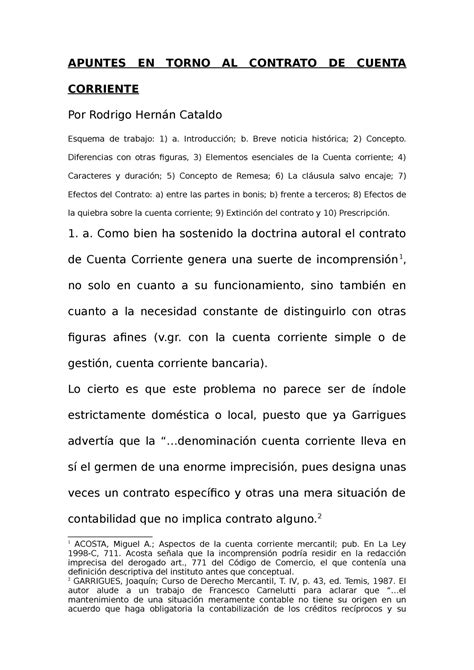 Apunte Contrato De Cuenta Corriente Apuntes En Torno Al Contrato De