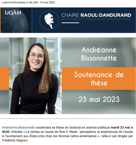 Lettre Dinformation No 335 16 Mai 2023 Chaire Raoul Dandurand En