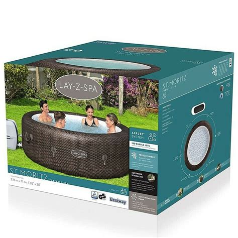 Lay Z Spa St Moritz Rattan Effect Hot Tub New Inflatable Airjets