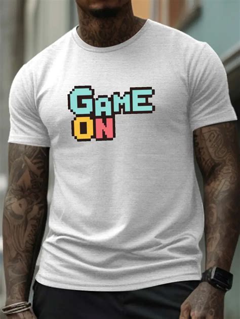 Plus Size Tees Game Print Mens Casual Tees Short Sleeve Temu Canada