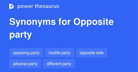 Opposite Party synonyms - 69 Words and Phrases for Opposite Party