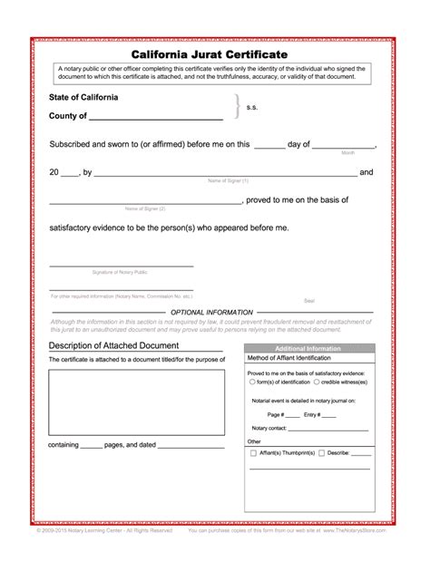 California Jurat Fill And Sign Printable Template