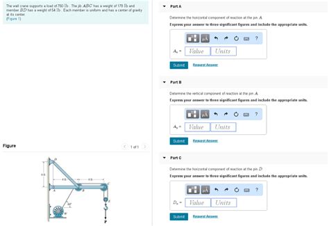 Solved The Wall Crane Supports A Load Of 760 Lb The Jib ABC Chegg