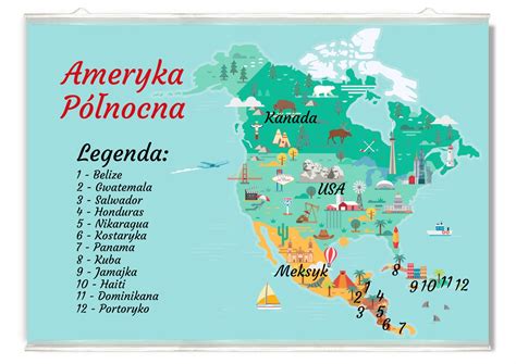 Plakat Mapa Ameryki P Nocnej Ameryka Pa Stwa Allegro Pl