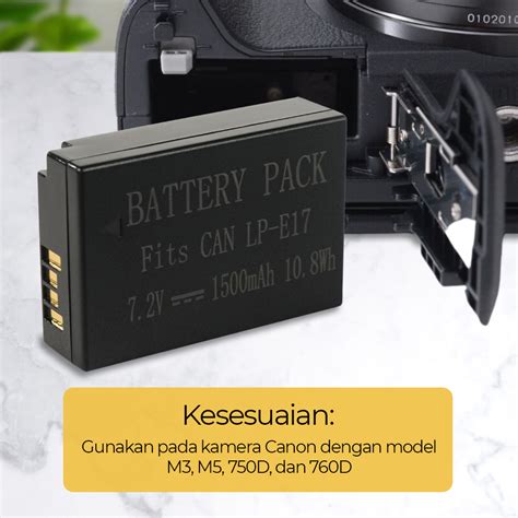 Baterai Kamera Battery Pack Replacement For Canon Lp E17 1500mah