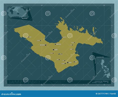 camarines sur philippines solid labelled points  cities stock