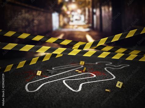 Crime Scene Of A Murder Case 3d Illustration Ilustración De Stock