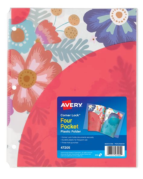 Avery Corner Lock 4 Pocket Plastic Folder Big Floral 1 Folder