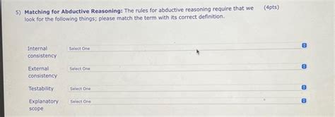 5) Matching for Abductive Reasoning: The rules for | Chegg.com