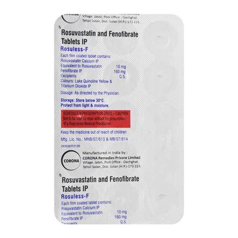 Rosuless F Tablet 15s Price Uses Side Effects Netmeds