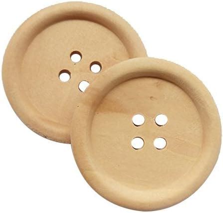 Chenkou Craft Boutons Ronds Bois Naturel Couture Trous Mm Lot De