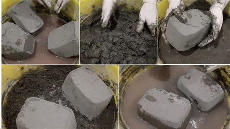 Pure Cement Big Blocks Crumbling In Water Till The Tub Is Full Thick