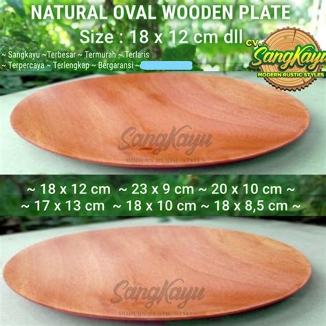 Jual Wooden Plate 18 X12 Cm Piring Kayu Cekung Oval Piring Saji Nampan