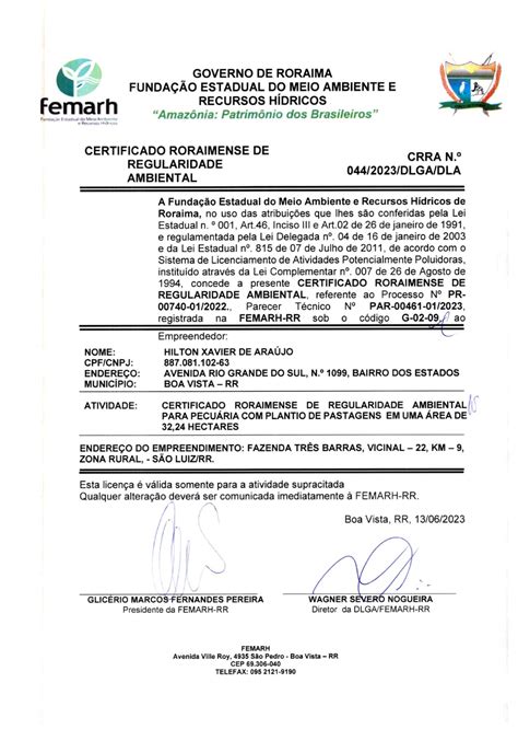 Certificado Roraimense De Regularidade Ambiental