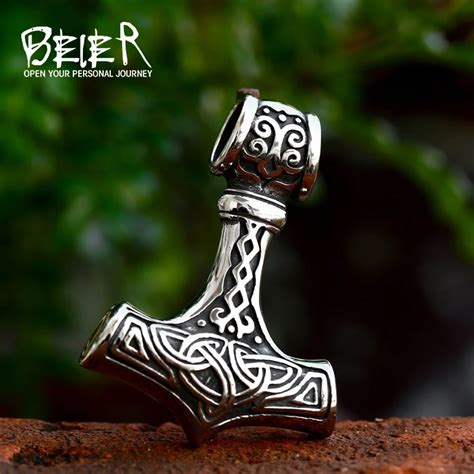 Beier Martillo Vikingo De Acero Inoxidable L Colgante Mjolnir De M