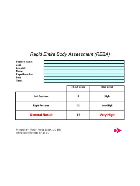 Rapid Entire Body Assessment Reba General Result 12 Very High