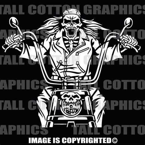 Biker Skeleton On Motorcycle Vinyl Decal Skl116 Vinyl Decals