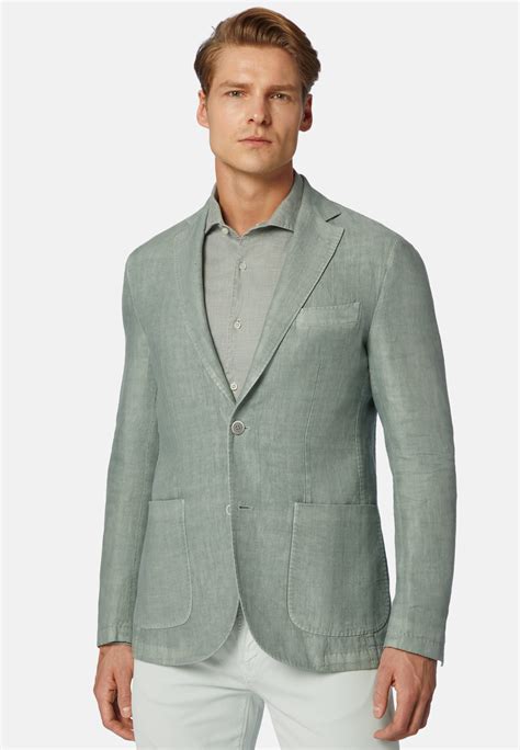 Green Herringbone Linen Jacket Boggi