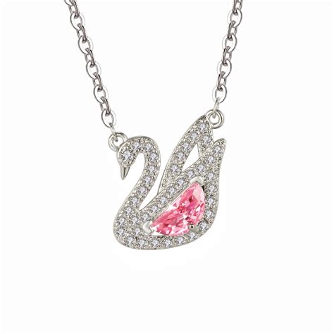 Collar Con Colgante De Cisne Rosa Para Mujer Y Ni A En Verdadera