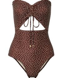 Burgundy Polka Dot Swimsuits For Women Lookastic