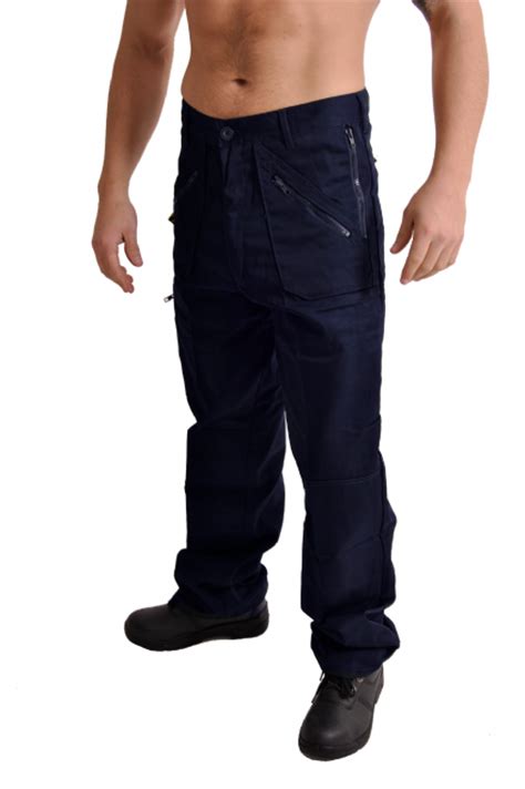 Mens Navy Multi Pocket Work Trousers