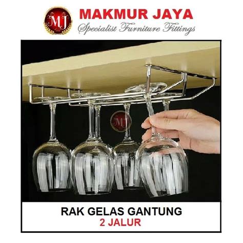 Jual Rak Gelas Wine Gantung Wine Glass Holder Stainless 2 Jalur