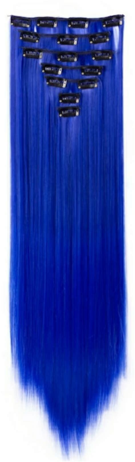 Blue Clip In Hair Extensions - Long Straight For The Ideal Look 100% ...