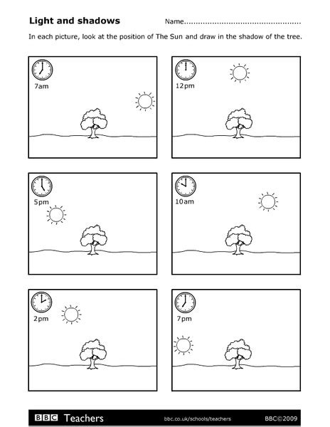 Light And Shadows Worksheet For 3rd 4th Grade Lesson Planet