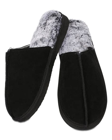 MEMOI MENS MEMORY FOAM TRUE SUEDE PLUSH SLIPPERS - Boytique