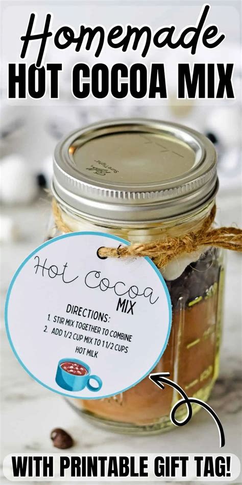 Homemade Hot Cocoa Mix In A Jar With Free Printable Gift Tag Receita