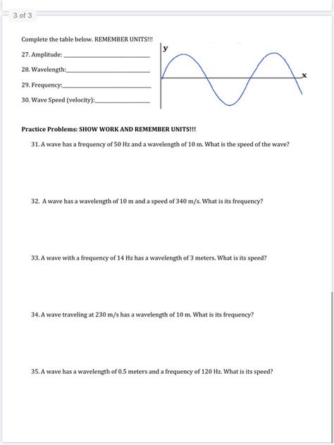 Wavelength Practice Problems Worksheet