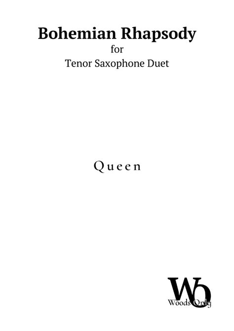 Bohemian Rhapsody Arr Ander Sheet Music Queen Tenor Sax Duet