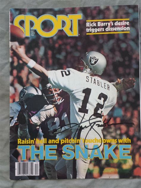 Ken Stabler Autographed Sport Magazine Cover The Snake Raiders