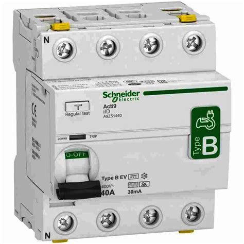 SCHNEIDER ELECTRIC Acti9 IID EV RCCB 4 Pole 30mA Type B RCD For EV