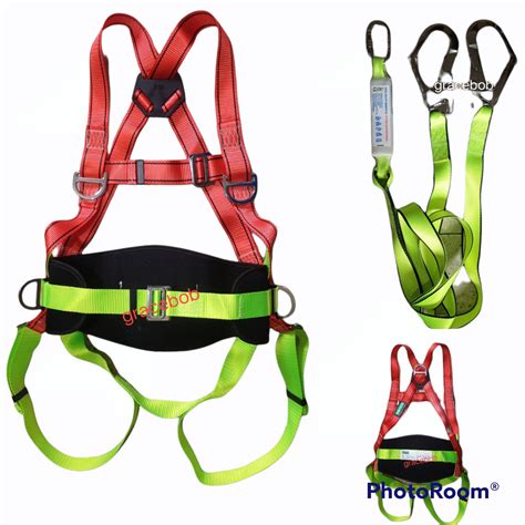 FULL BODY HARNESS WITH BACK SUPPORT AND DOUBLE LANYARD WITH SHOCK