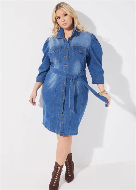 Plus Size Denim Dress Jeans Dresses Sexy Plus Size Chambray Dress