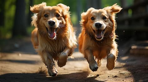 Premium AI Image | Golden Retrievers Playing