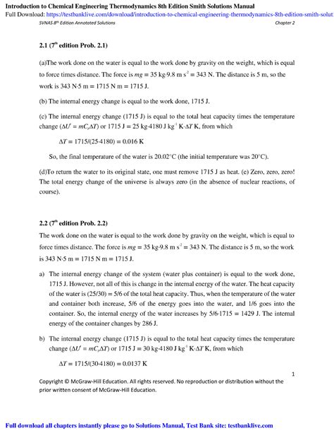 열역학 2단원 솔루션 solution SVNAS 8th Edition Annotated Solutions Chapter 2