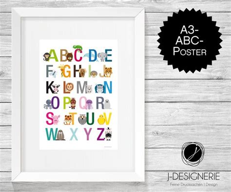 ♥ Abc Poster Tiere A3 ♥ Geschenk Fürs Kinderzimmer Hausordnung Abc