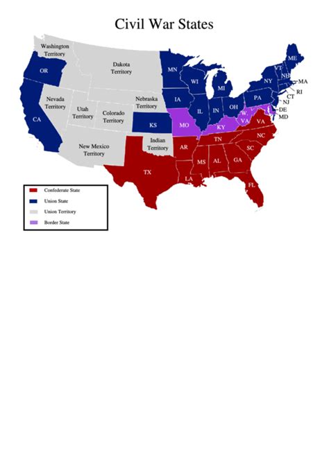 Civil War States Printable Pdf Download