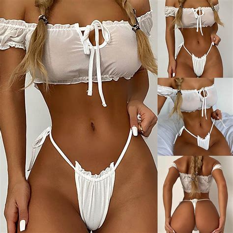 Biziza Sheer Bikini Ver A Trav S De Bikinis Bandeau Top Mini Tanga