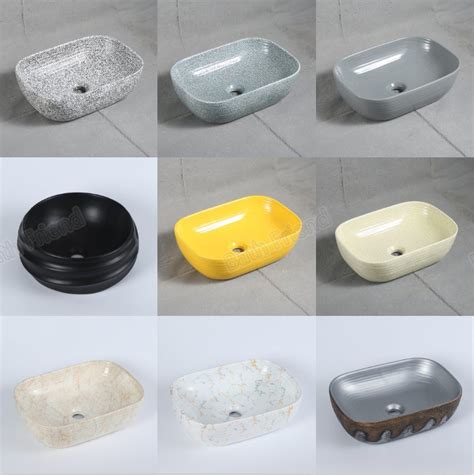 Light Marble Design Shinning Color Sinks Round Angle Rectangular Shape