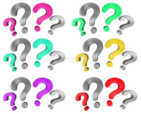 Colorful Question Marks Collection 3d Rendering Stock Illustration