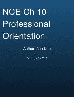 Fillable Online Cover Page NCE Ch 10 Professional Orientation Fax Email