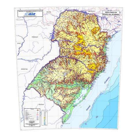 Mapas E Cartografia Mapa Físico Da Região Sul Do Brasil