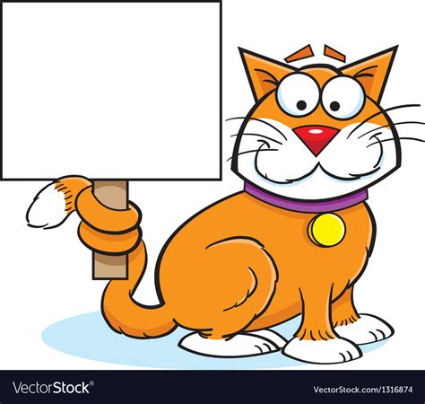 Cartoon Cat With A Sign Royalty Free Vector Image