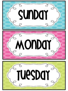 Days Of The Week Polka Dot Set Freebie By Dawn Melvin TPT