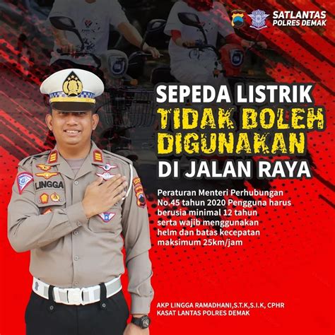 Peringatan Sepeda Listrik Dilarang Melintas Jalan Raya Demak