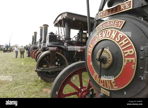 Line Of Traction Engines At Weeting Steam Rally Norfolk Uk Stock Photo